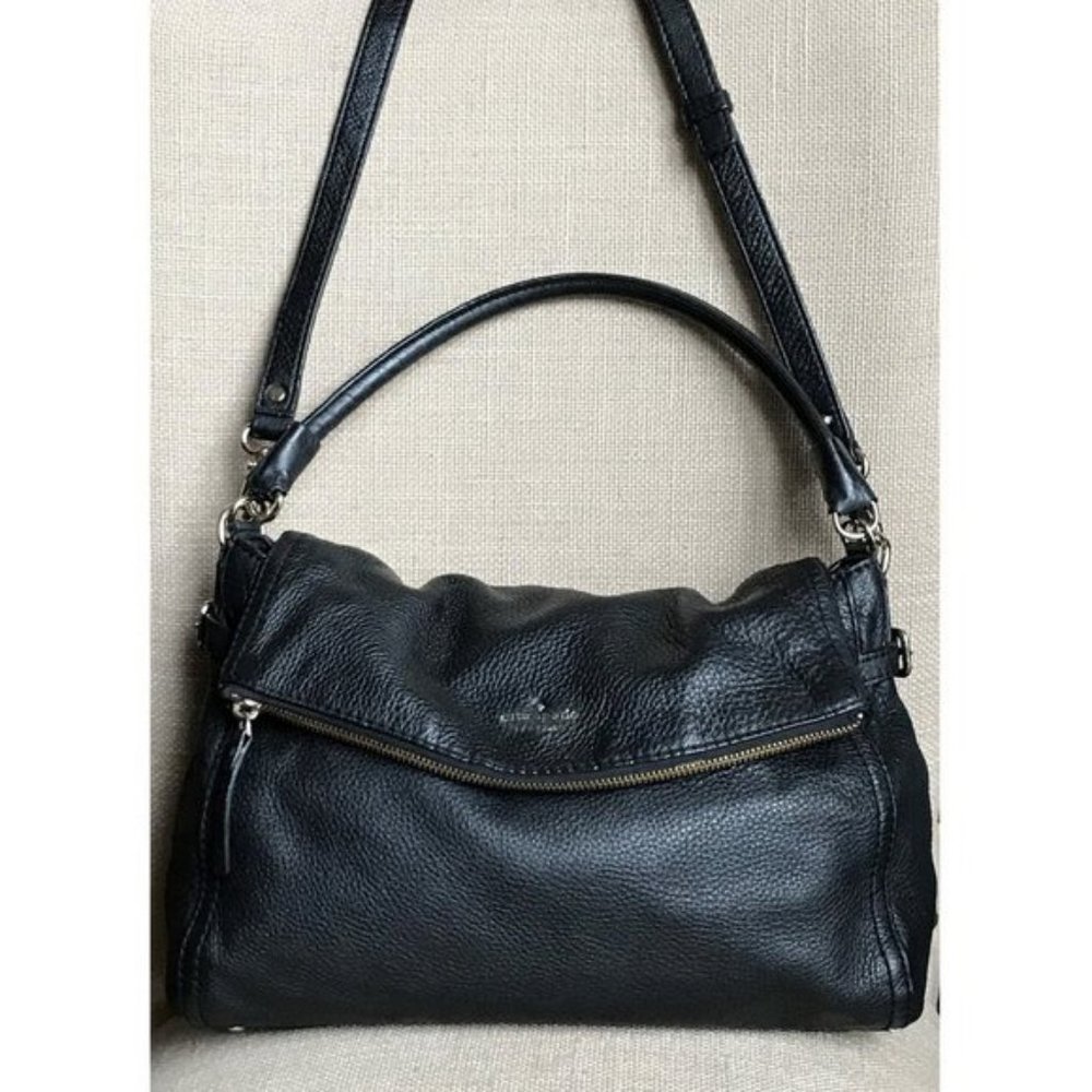 Kate Spade Minka Black Leather Foldover Crossbody Bag